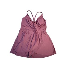 Cupshe Women's One Piece Swimsuit XL Burgundy Purple V Neck NWT Swim Dress Beach